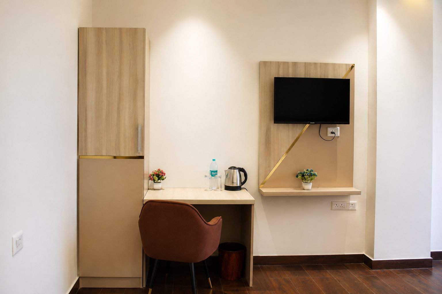 Room TV nook with kettle station