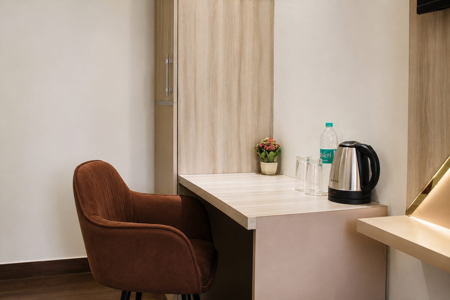 Room work desk with kettle